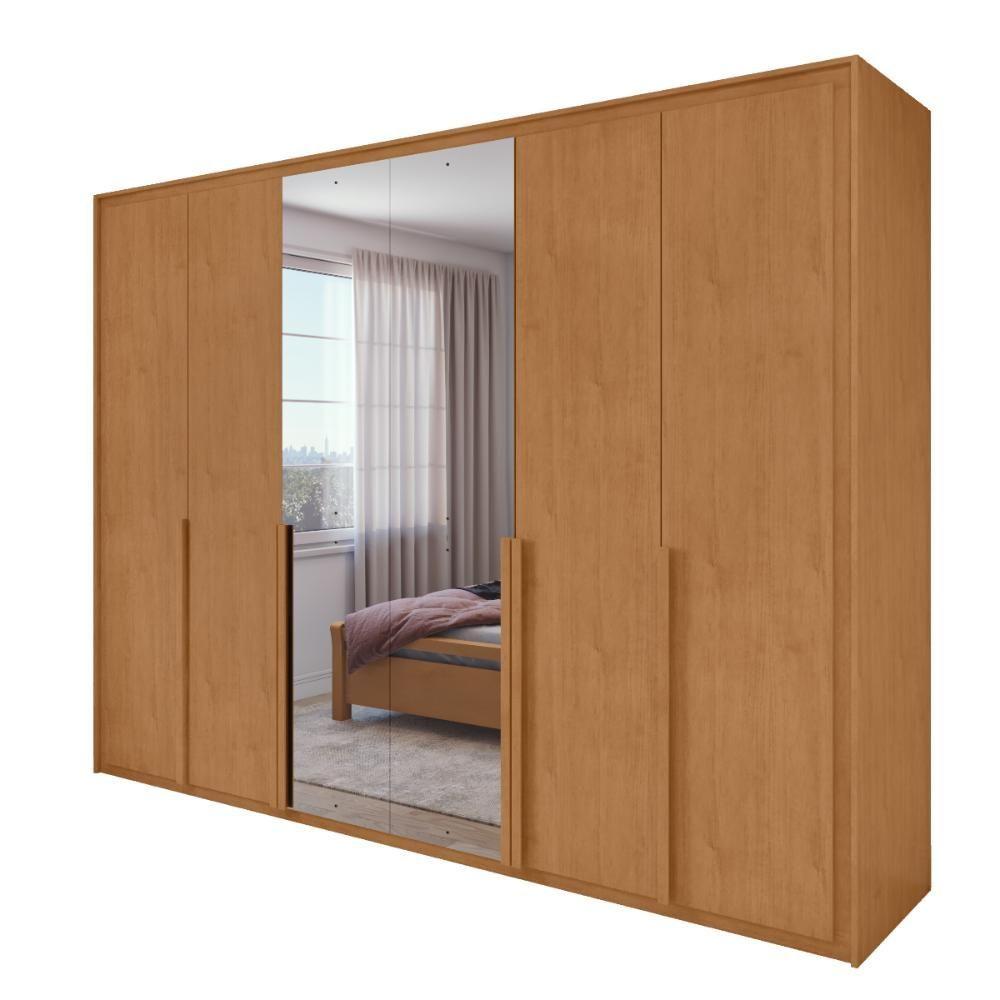Miniatura Guarda Roupa Easy Space 6 Portas C/ Espelho Amendoa Clean