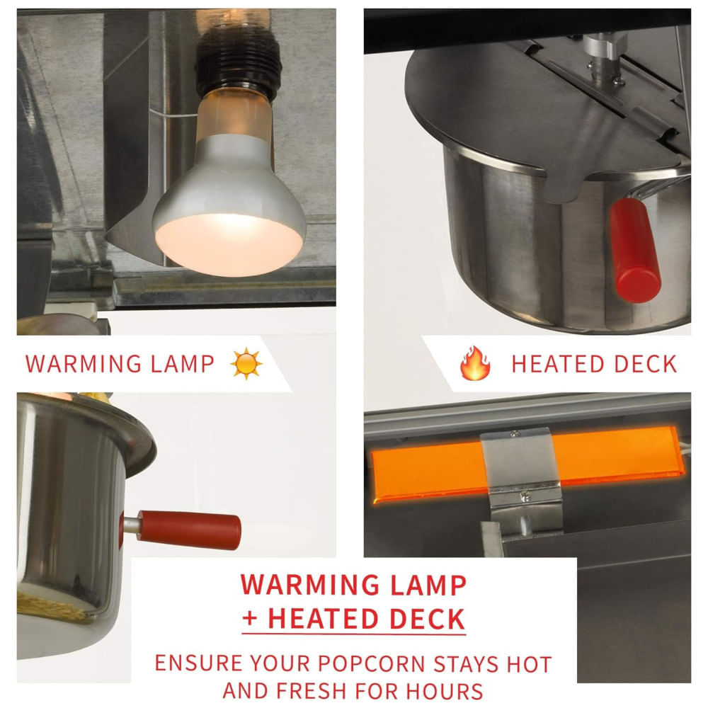 Miniatura Carrinho de Pipoca Vintage Profissional com Panela de 236 mL e Iluminação, 110V, Funtime FT860CB, Preto