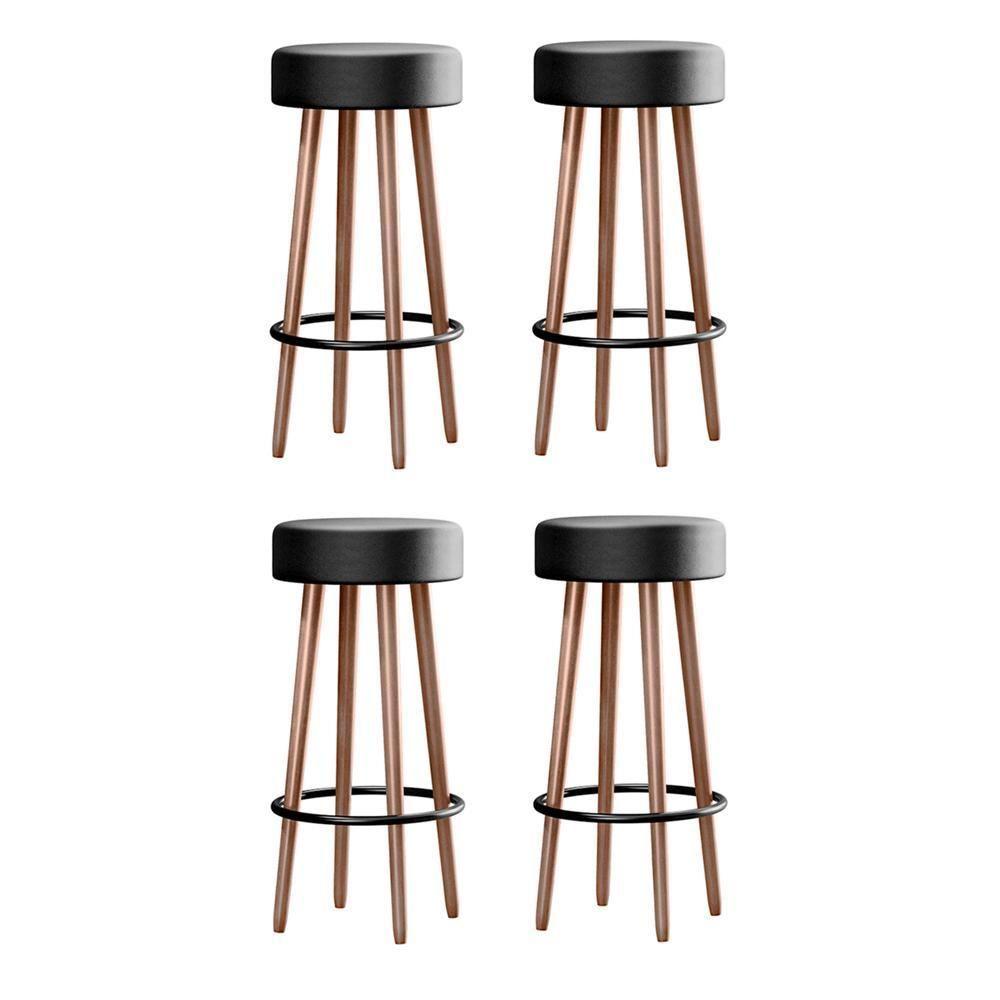 Miniatura Kit 4 Banquetas Berlin 70cm Couríssimo Preto - Salaone Preto