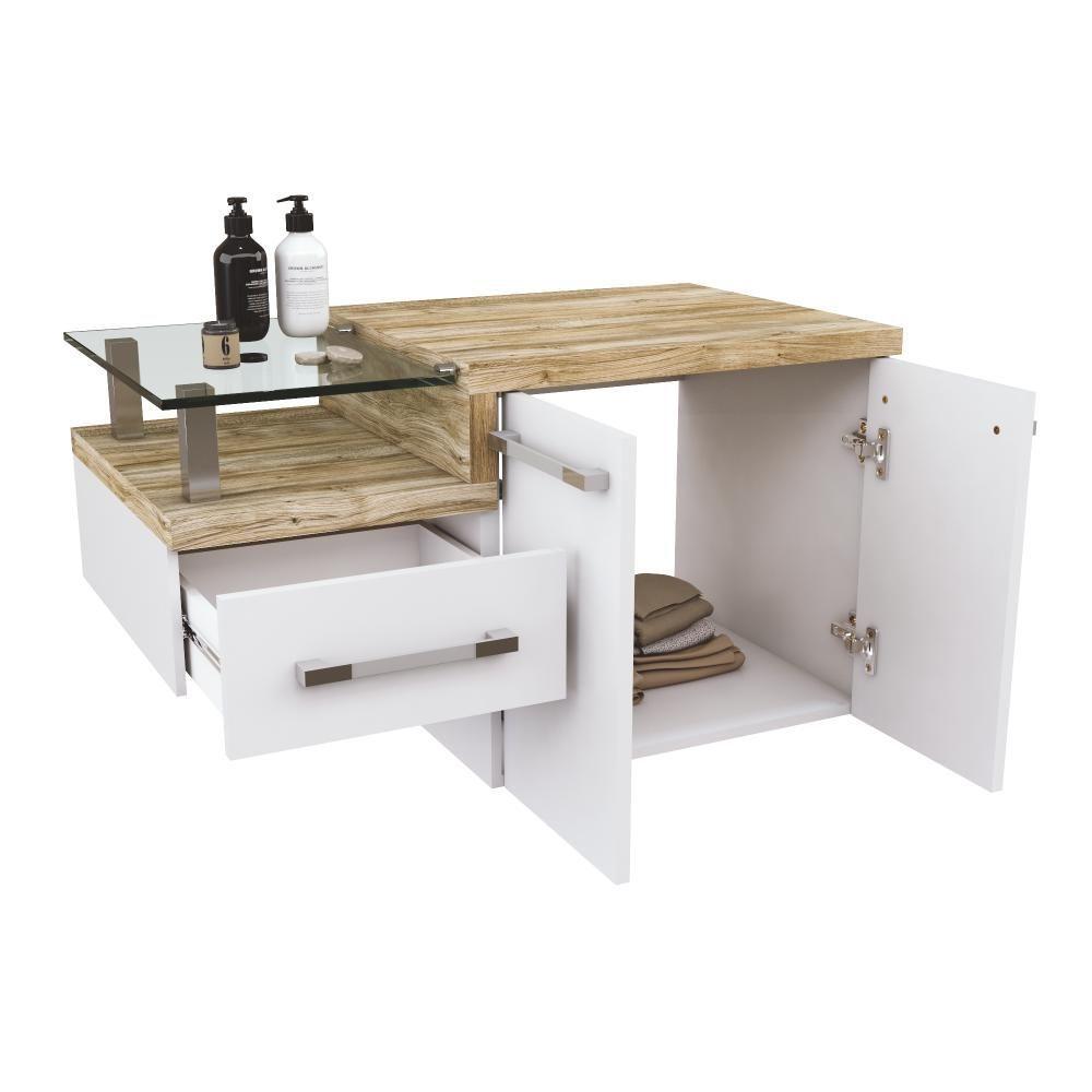 Miniatura Conjunto Balcão C-cuba Aria 41 E Espelheira Legno 830 Branco Chess C-branco Chess Branco Chess C-carvalho