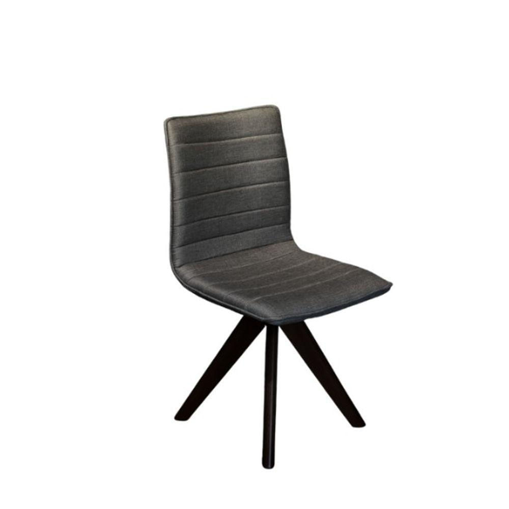 Miniatura Conjunto Mesa De Jantar Cone 110 Cm Preta Com Cadeiras Giratória Em Tecido Cinza Chumbo Preto