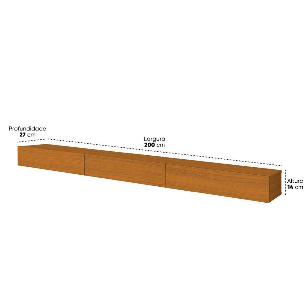 Miniatura Rack Suspenso Para Painel Ou Tv Até 75 Polegadas 3 Portas 2,00m Egeo Edn Madeirado