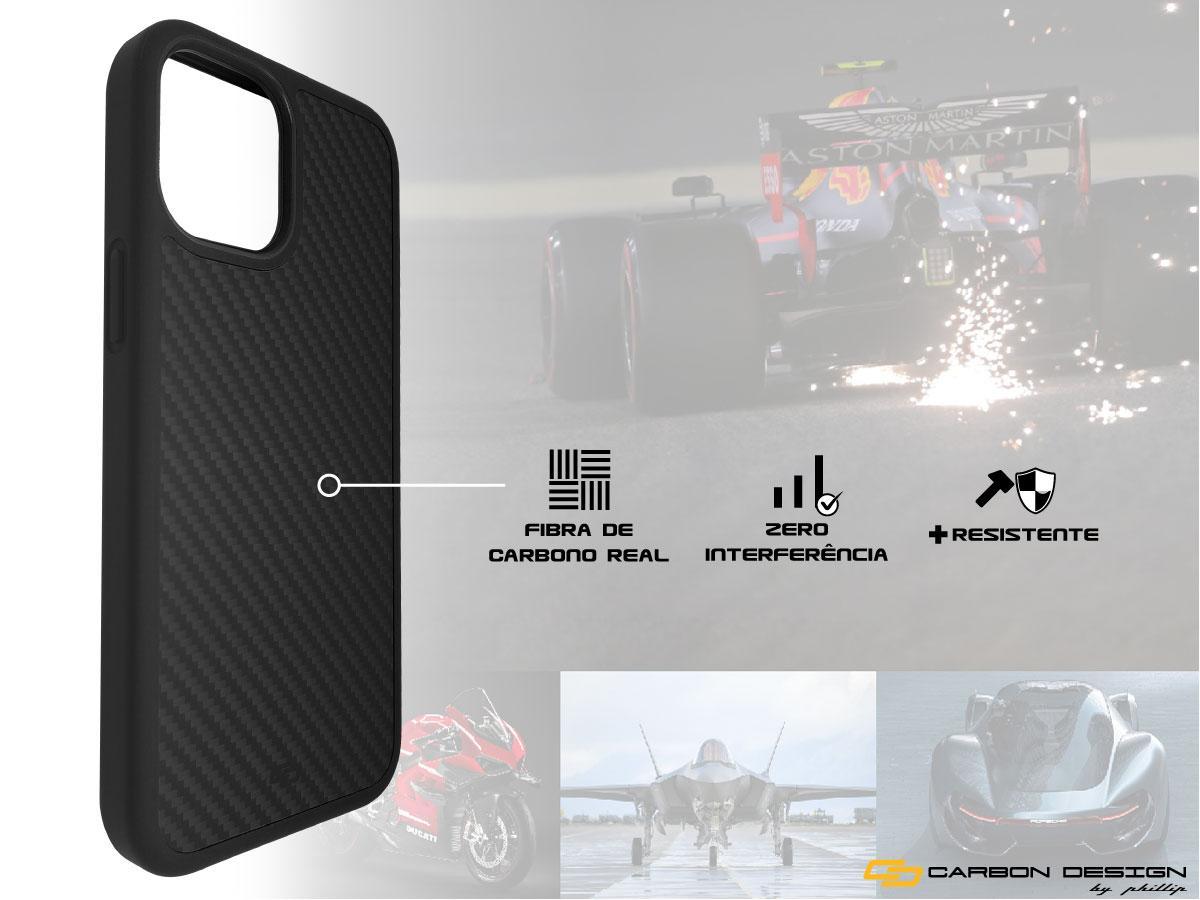 Miniatura Para Iphone 13 Capa Case Capinha Fibra Carbono Real Premium