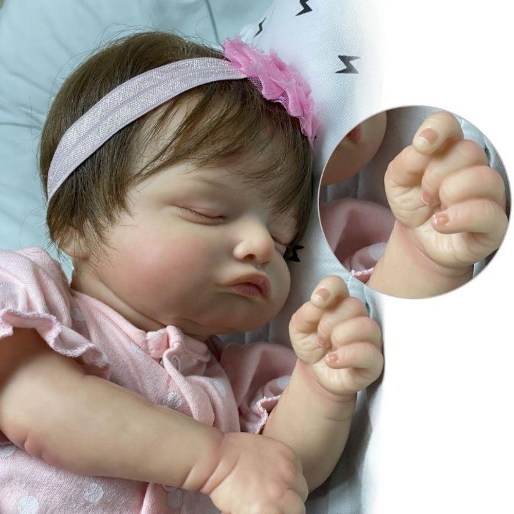 Miniatura Bebe Reborn Rosalie Dormindo 45 Cm