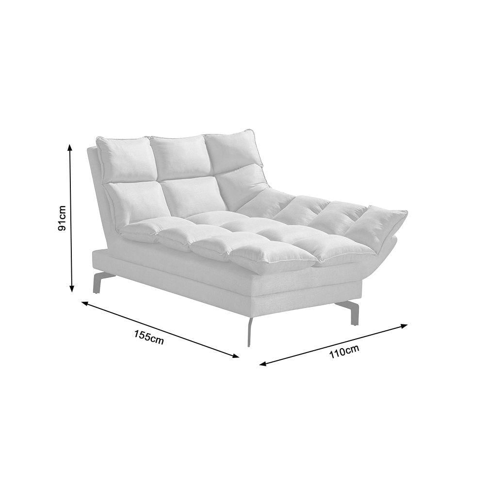 Miniatura Chaise Um Braço Lado Esquerdo Luxor Pés De Aço Preto 1,10M Veludo Bege - Cor: Bege