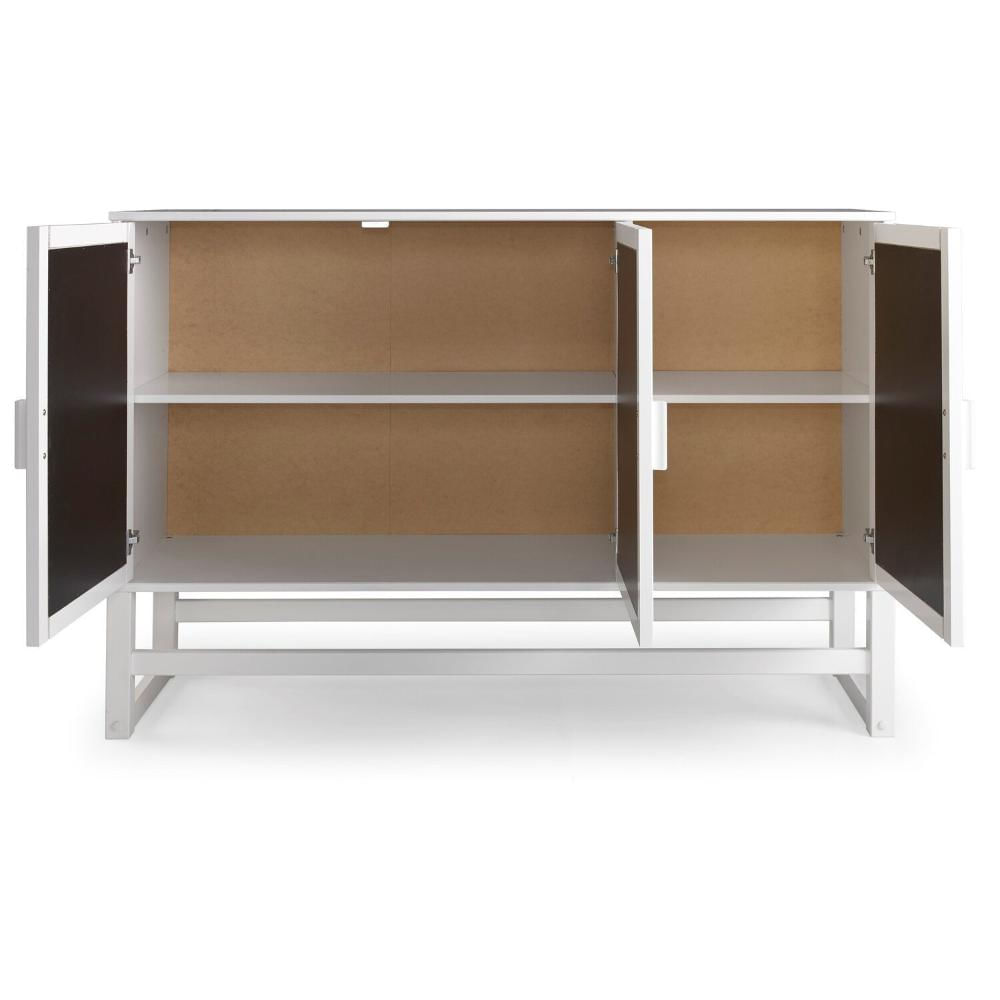Miniatura Aparador Buffet de Madeira com 3 Portas com Palhinha Coleção Blanco Acapulco Branco