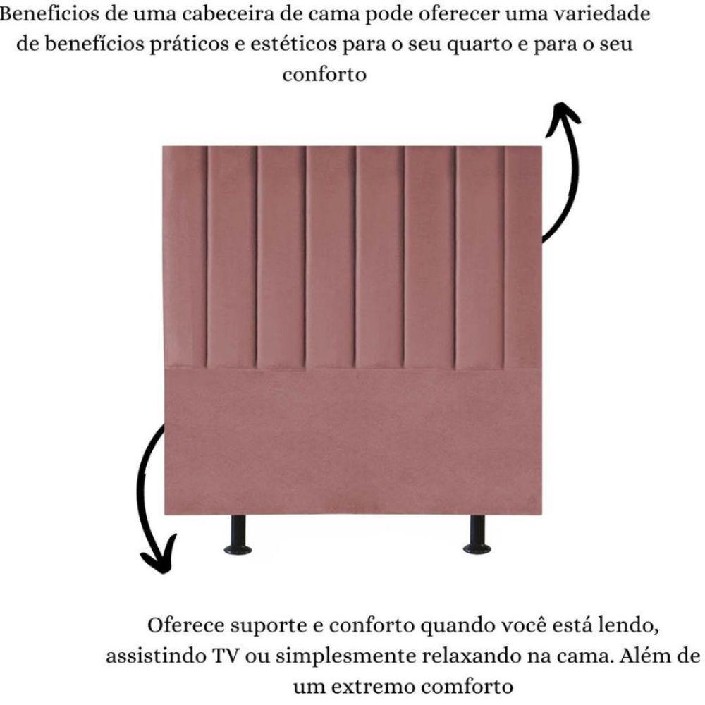 Cabeceira Estofada Cama Box Casal 140 Cm Carla Suede Cor:rosê