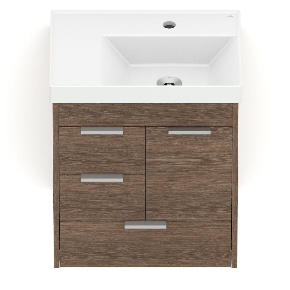Miniatura Kit Gabinete com 3 Gavetas e 1 Porta 50x36 Lavatório Integrado Net Wengue