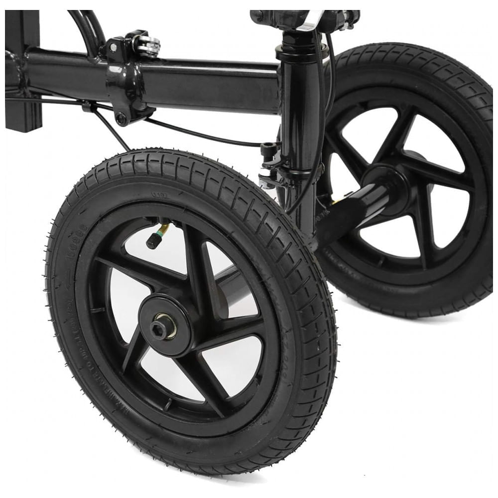 Miniatura Andador 4 Rodas Dobrável com Cesta e Apoio para Joelho Ideal para Lesões Suporta 136kg, ALLCURE, Preto