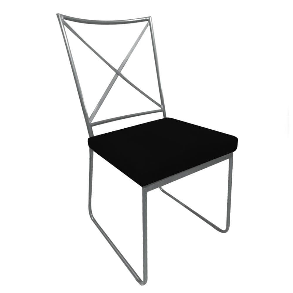 Miniatura Kit 07 Cadeiras De Jantar Clark Industrial Ferro Cinza Corino Preto - Amey Decor