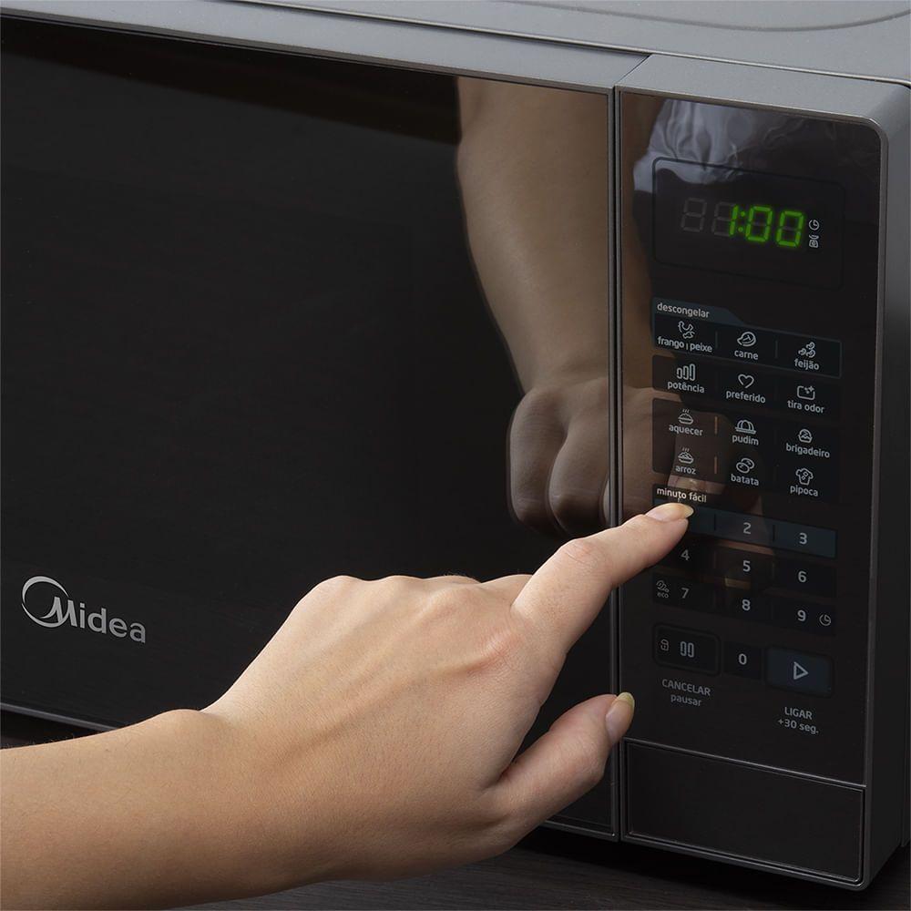 Miniatura Micro-ondas Midea 20L Porta Espelhada Minuto Fácil Prata MRAE22 220V