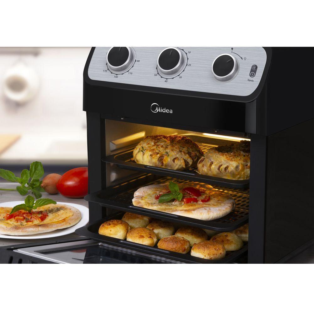 Miniatura Fritadeira Elétrica Air Fryer Midea OvenFryer 12L FFA20P Preto 220V