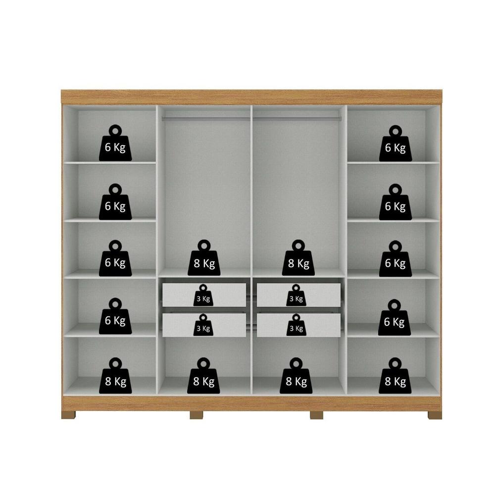 Miniatura Guarda Roupa Casal 8 Portas com Pés Paris Guarda-roupa Paris 8 Portas Mdp com Pés Cinanomo/Off White