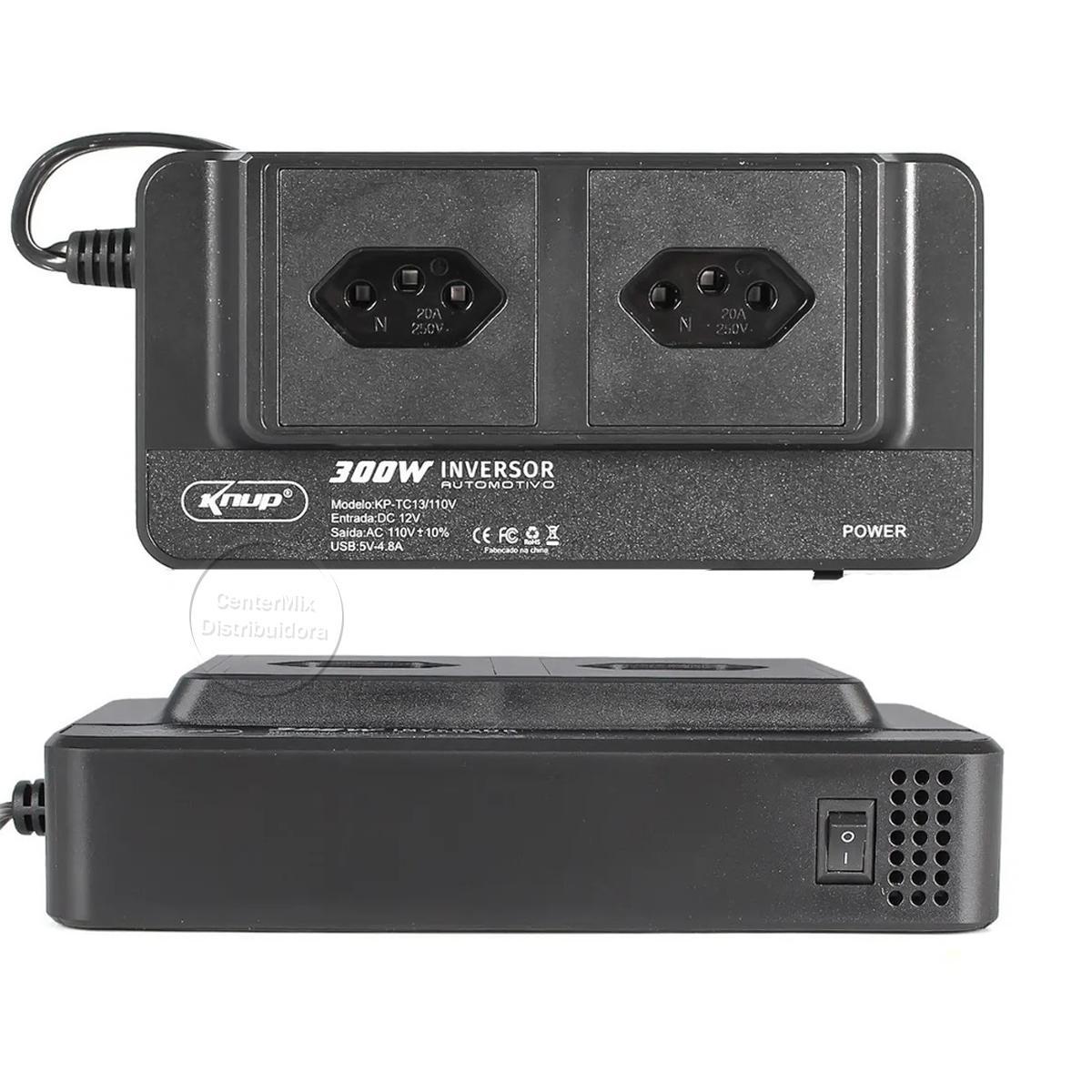 Miniatura Inversor 12V Para 110V 300W Conversor Tensão E Usb 4 Portas