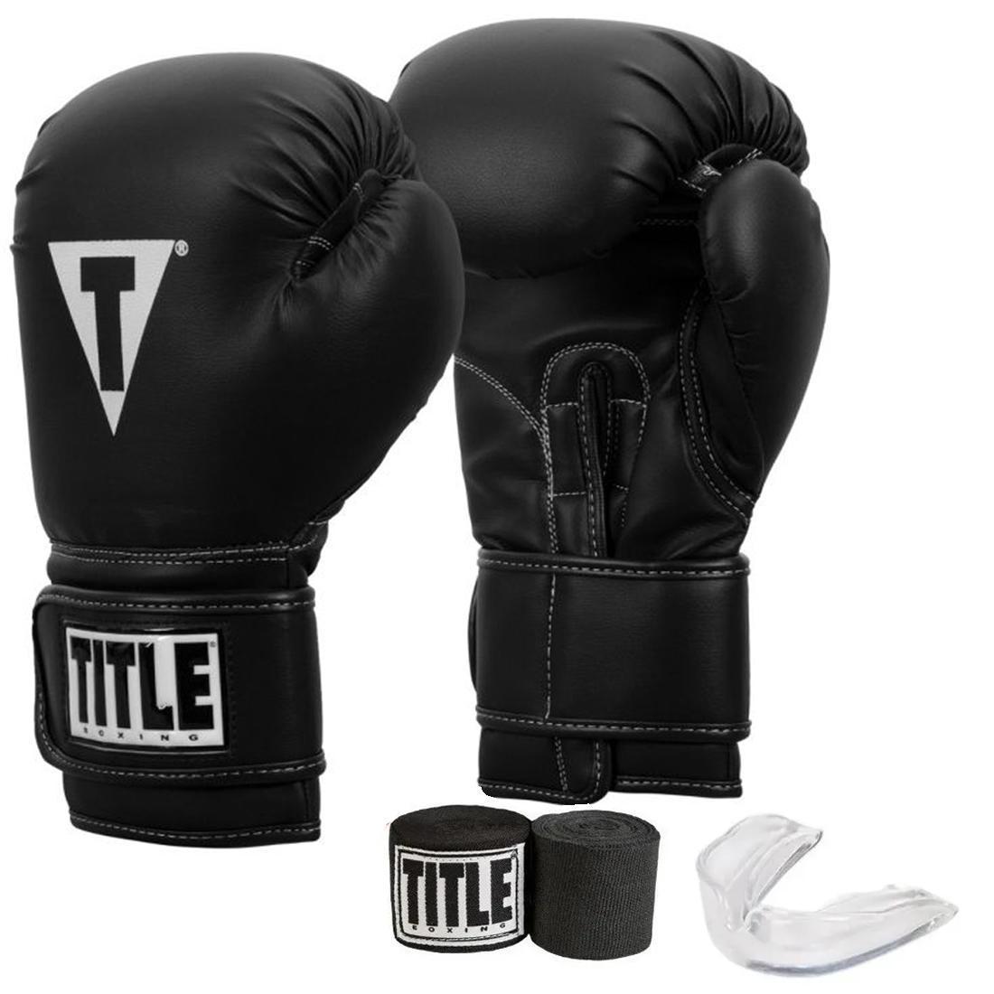 Miniatura Kit Boxe Luva Essentials Title 8Oz Com Bucal E Bandagem Azul