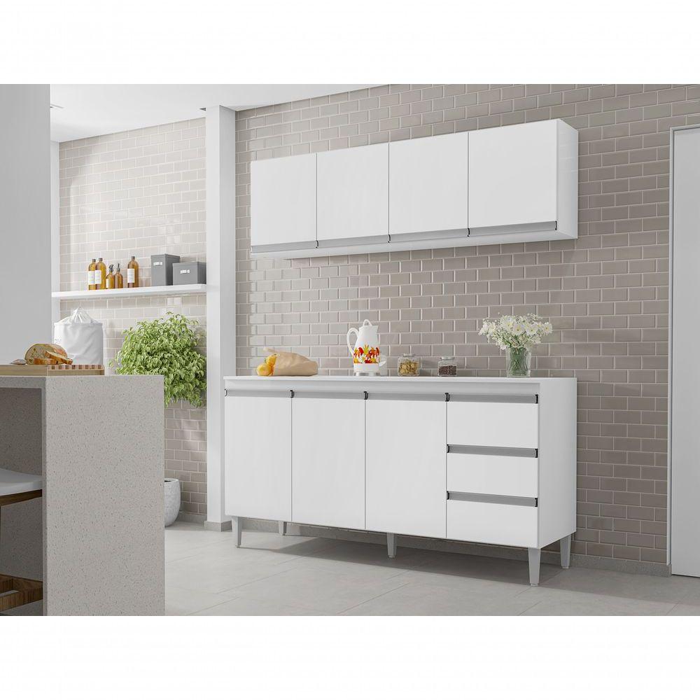 Miniatura Armário Aéreo Branco Suspenso P- Cozinha Andreia 150cm C- 4 Portas - Ajl Móveis