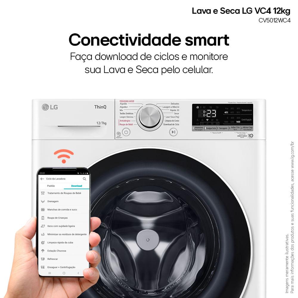 Miniatura Lava e Seca LG VC4 Smart com Inteligência Artificial 12kg Branca CV5012WC4 127V