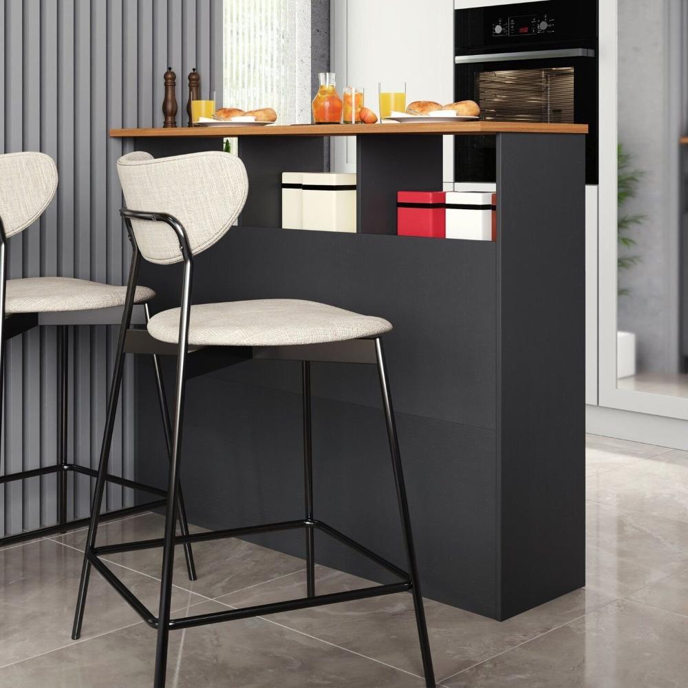 Miniatura Mesa Bancada Balcão Ilha para Cozinha com 3 Portas e Nichos Divisor de Ambiente Veneza Chumbo
