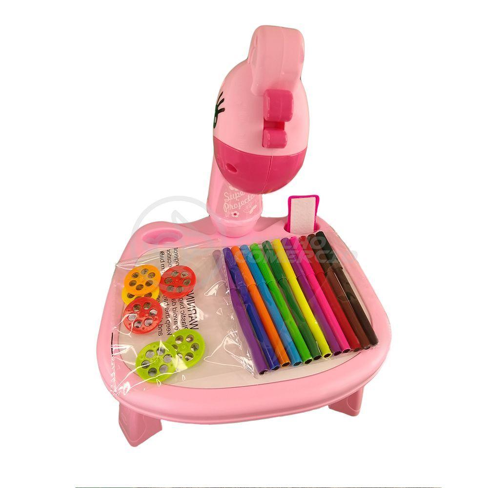 Miniatura Projetor Para Desenho Infantil Mesa Pintura Girafa Rosa