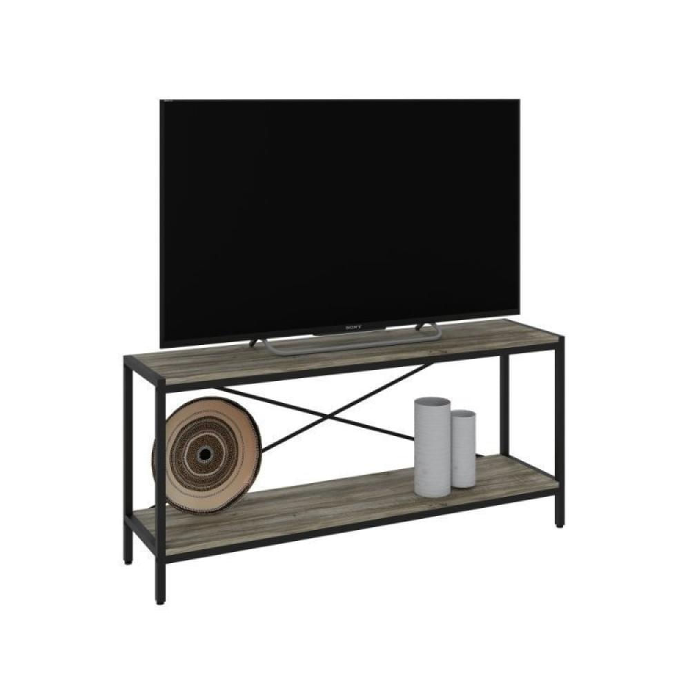 Miniatura Conjunto Rack para TV até 50 Polegadas 1 Nicho Aéreo 1 Estante Estilo Industrial Active Yescasa Carvalho