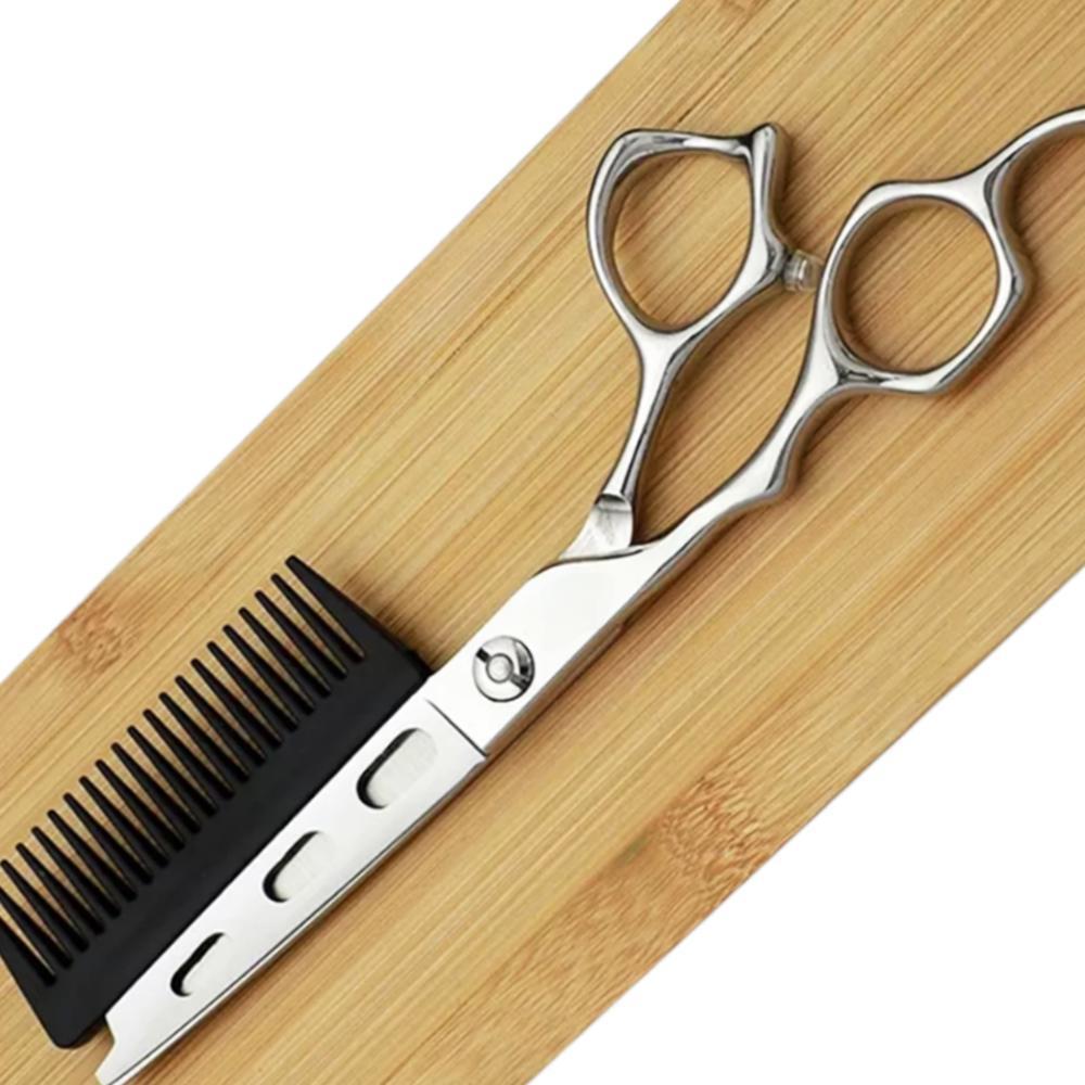 Miniatura Tesoura Profissional 2 Em 1 Pente Barbeiro 6.0 Fio Navalha