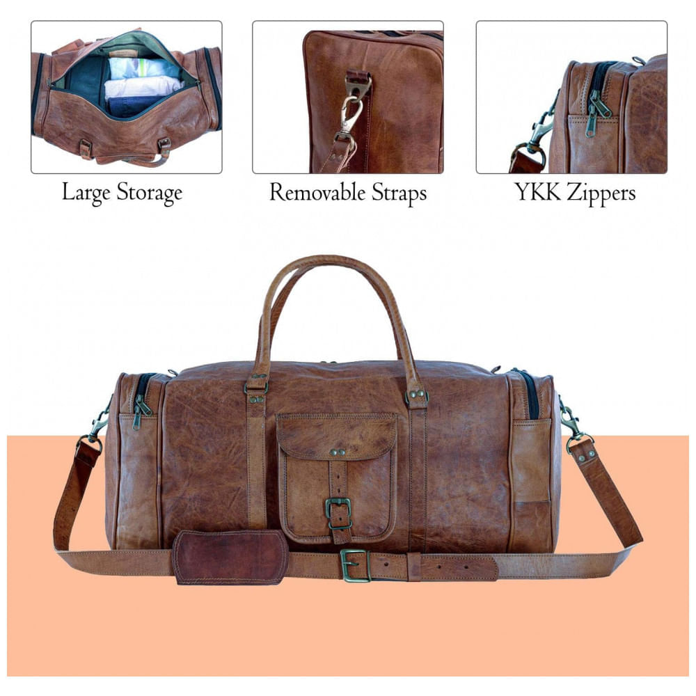 Miniatura Bolsa de Viagem Masculina s Clássica de Couro, KOMALS PASSION LEATHER, Marrom