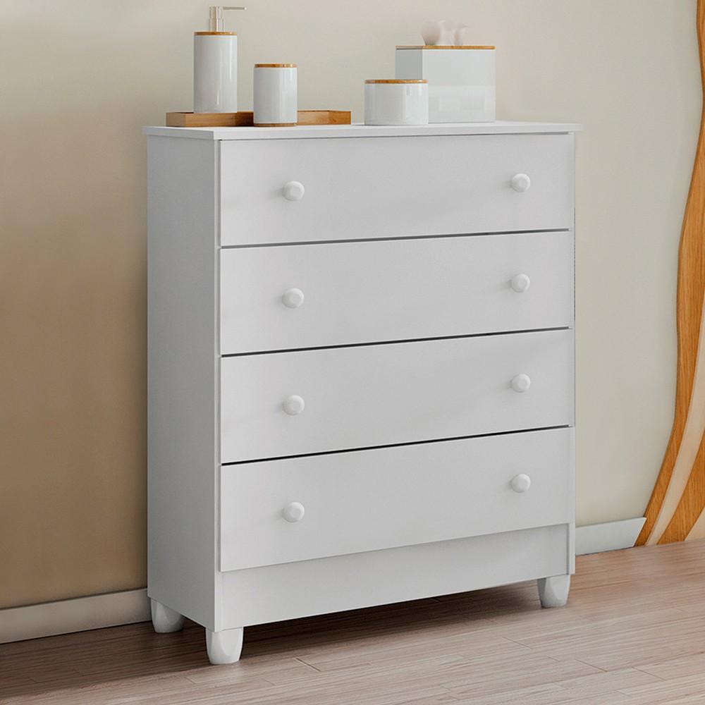 Miniatura Cômoda Trocador Bebê Com 4 Gavetas Mel Branco Carolina Baby