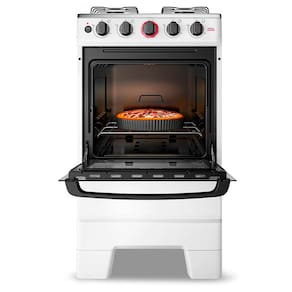 Miniatura Fogão de Piso a Gás Esmaltec 4 Bocas Ideal Super Mesa Inox e Forno Limpa Fácil 50L - Branco