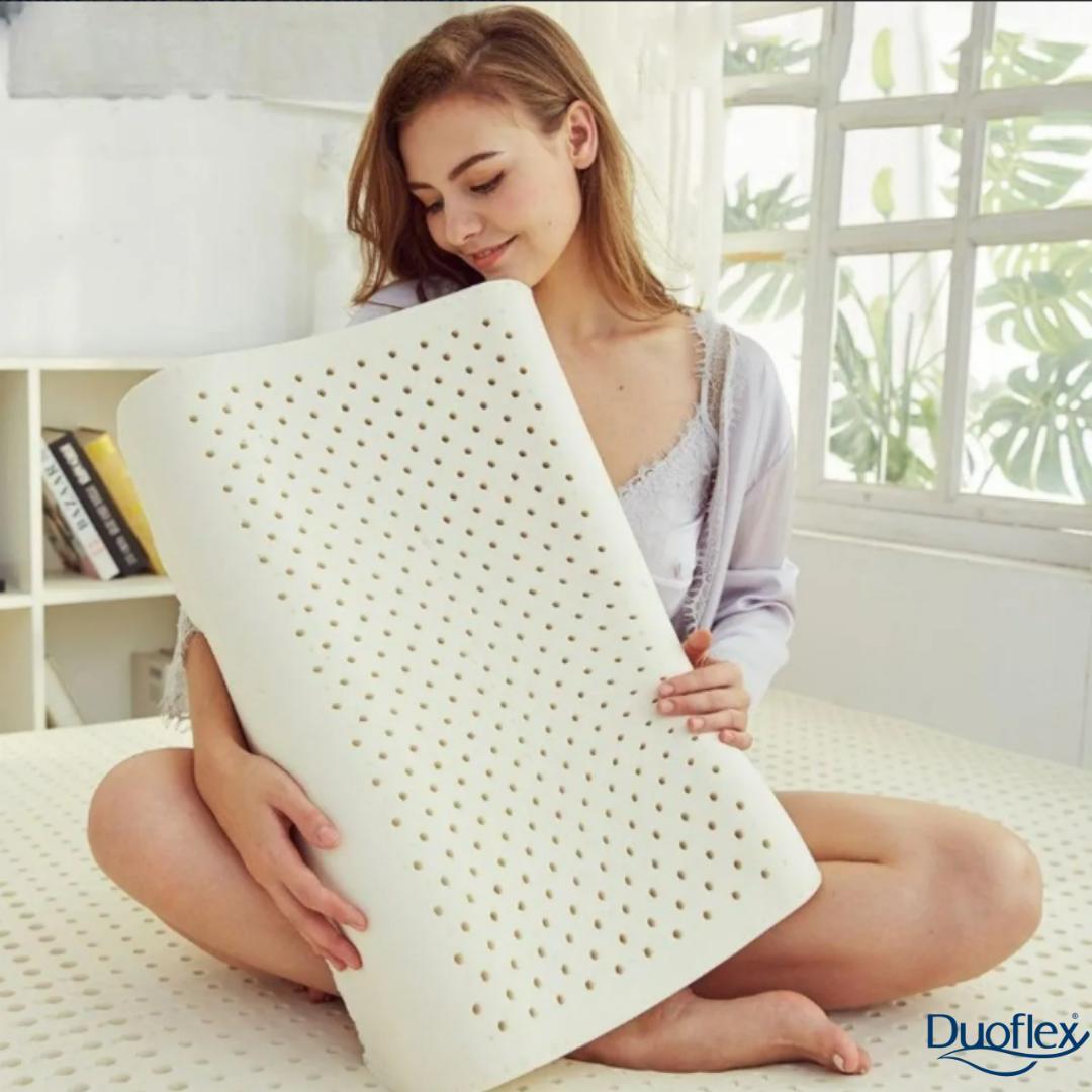 Miniatura Travesseiro Duoflex Natural Látex Cervical, Branco, Fronha