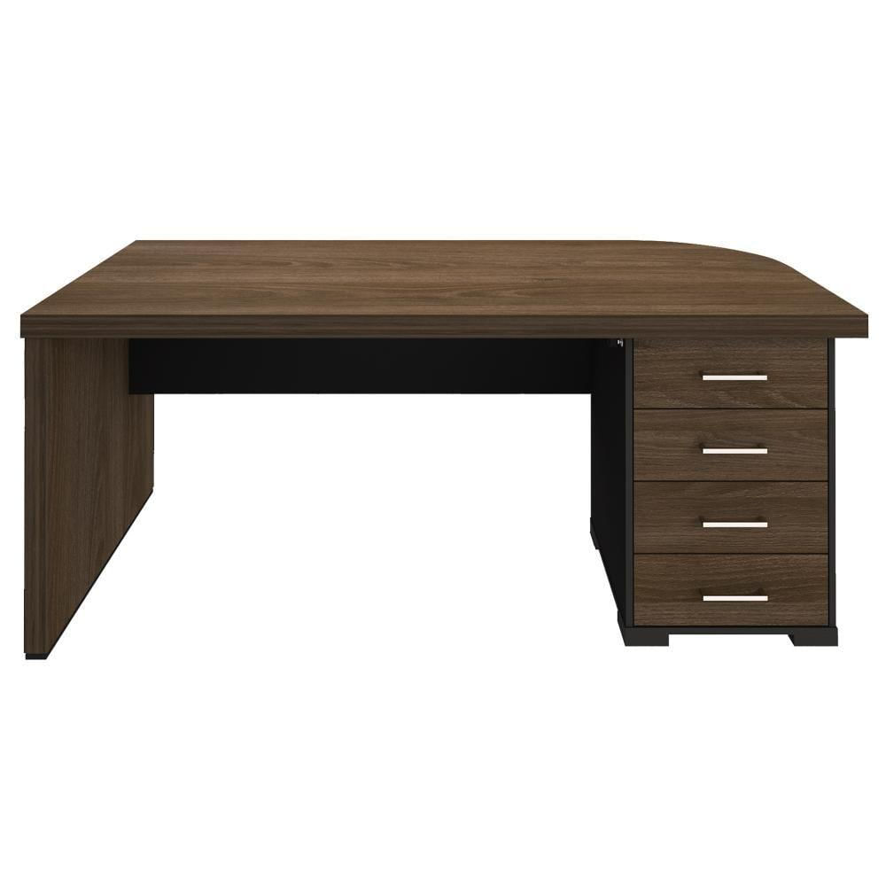 Mesa Para Escritório 4 Gavetas Lado Direito 180cm Tamburato Executiva A06 Marrom-preto - Mpozenato