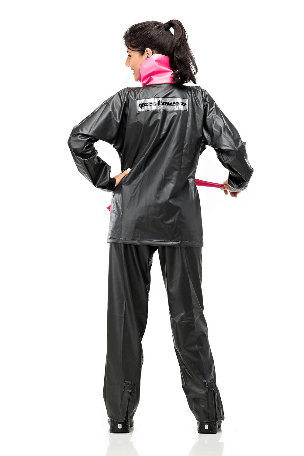 Miniatura Capa Chuva Pvc Feminina Pantaneiro - Preto E Rosa - P