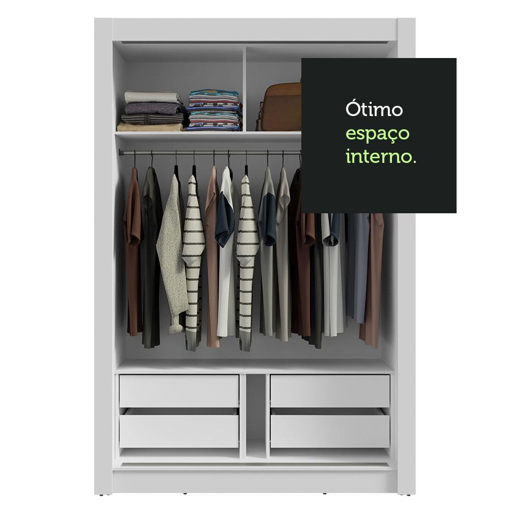 Guarda-Roupa Solteiro 2 Portas de Correr com Espelho 4 Gavetas Branco Vivare Plus Madesa Branco
