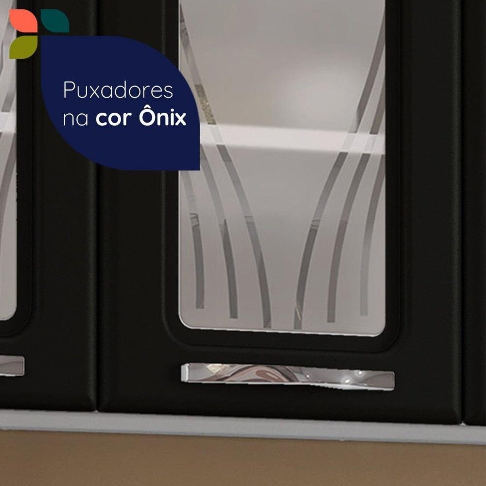 Miniatura Armário de Cozinha de Aço 2 Peças com Vidro e Balcão para Pia Star New Branco/Preto