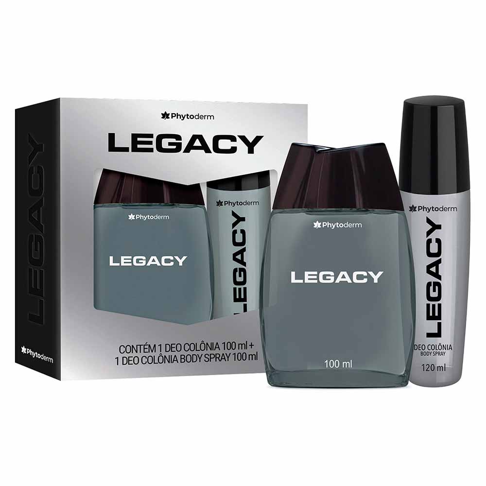 Miniatura Legacy Phytoderm Kit Perfume Masculino Deo Colônia + Body Spray Kit