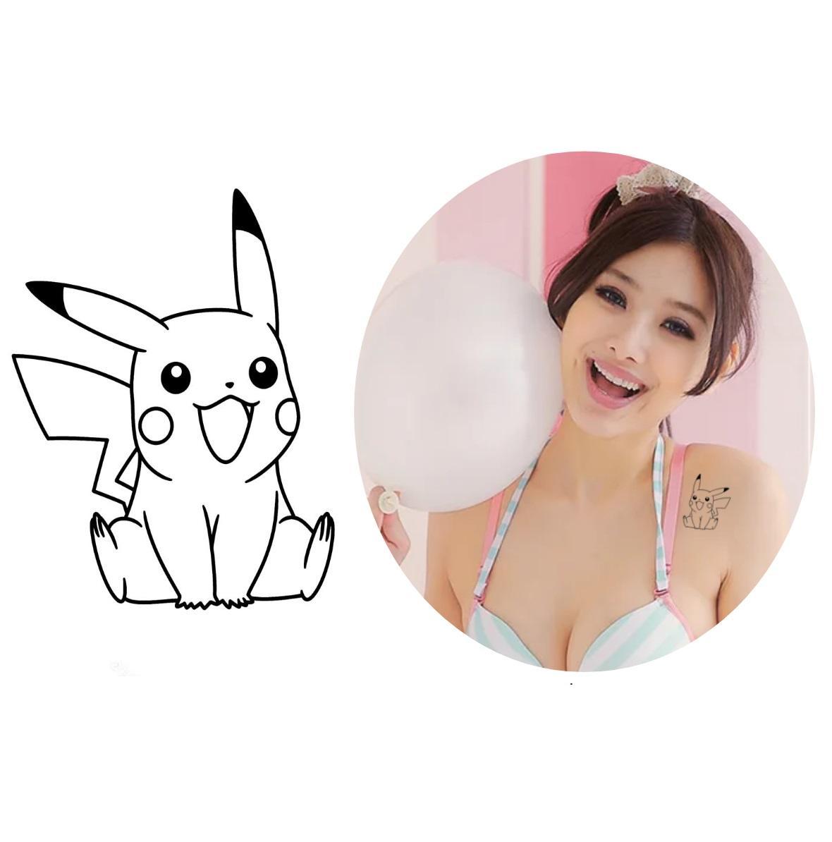 Miniatura Tatuagem Temporária Pikachu Desenho Anime
