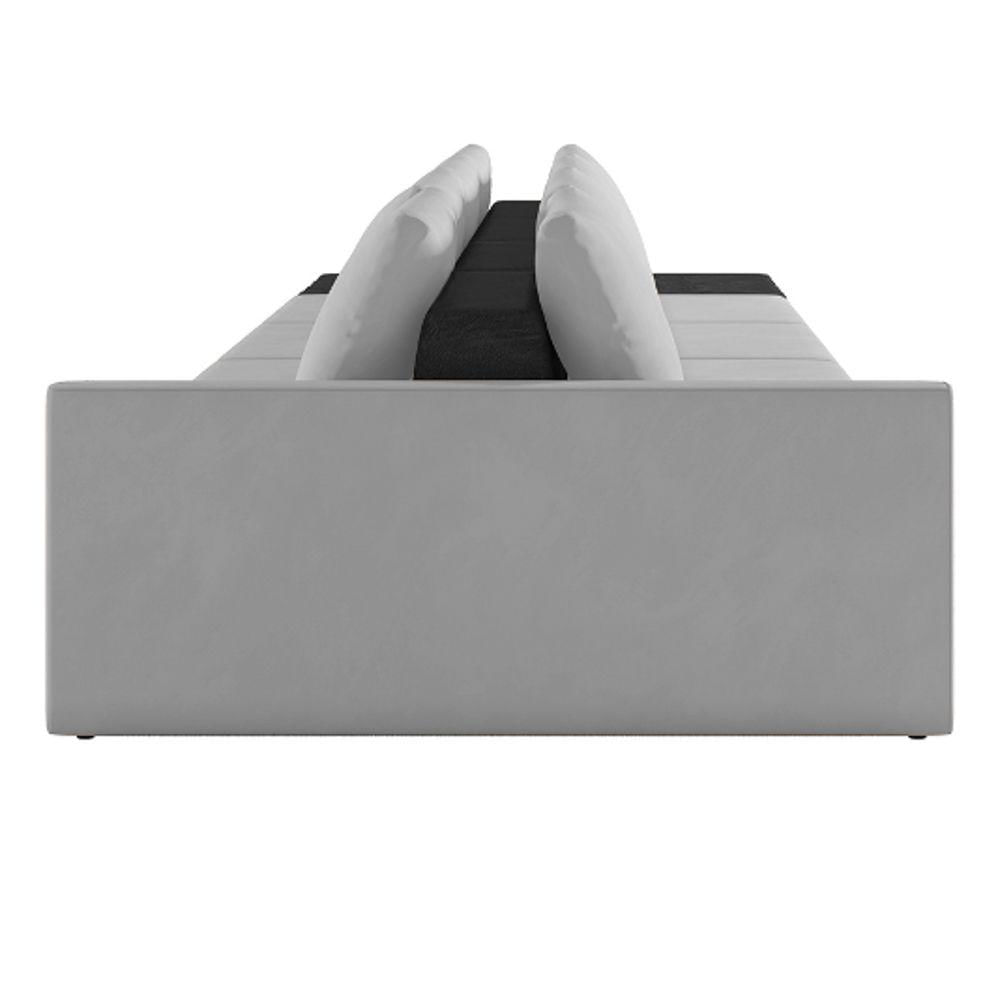 Miniatura Sofá Ilha Modular Living Com Puff 392cm Georgia K04 Veludo Cinza/preto - Mpozenato