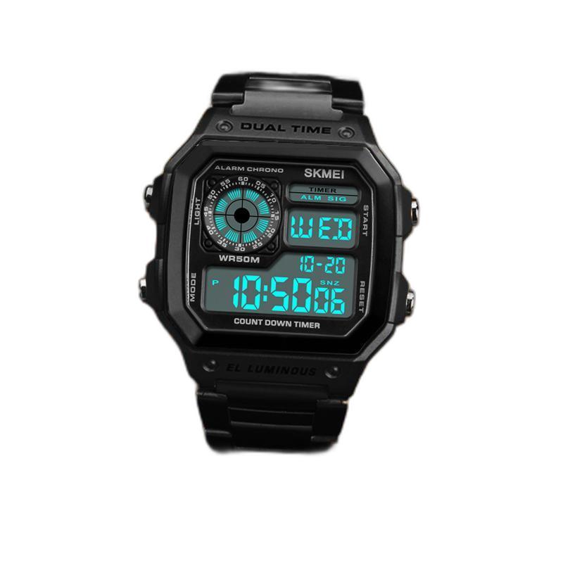 Relógio Masculino Skmei 1335 Esportivo Quadrado Led Preto