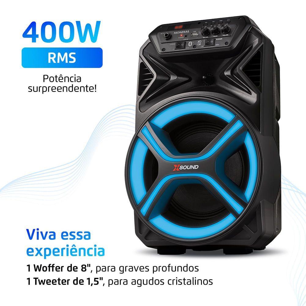 Miniatura Caixa Amplificada Mondial Preto 400W RMS CM-400-L Bivolt