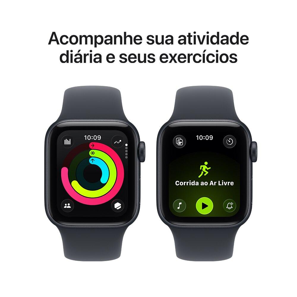 Apple Watch SE 3 GPS - Caixa meia-noite de alumínio – 44 mm - Pulseira esportiva meia-noite – M/G