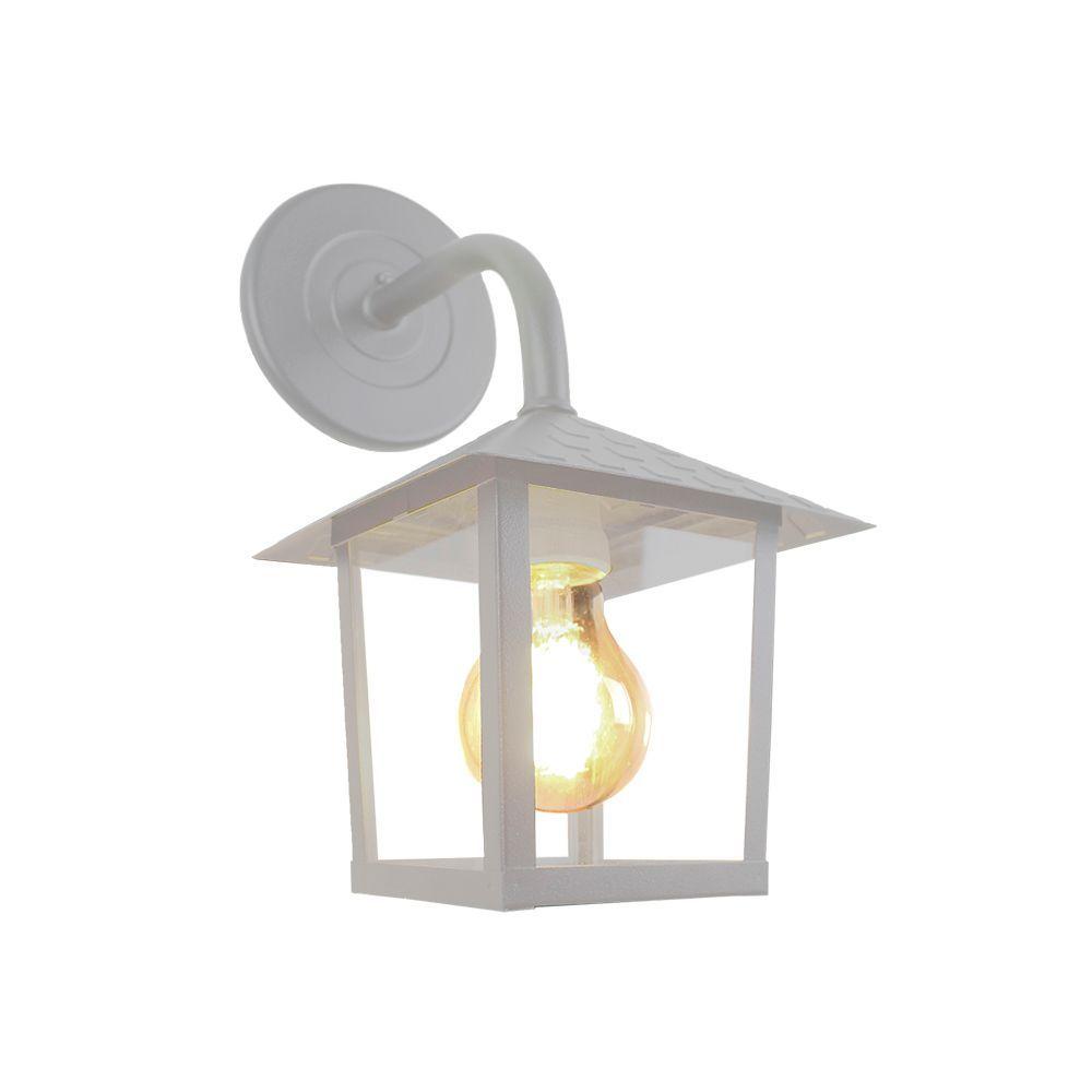 Miniatura Arandela Blumenau Colonial Nina Quadrada Vidro Liso E27 Bivolt Branco