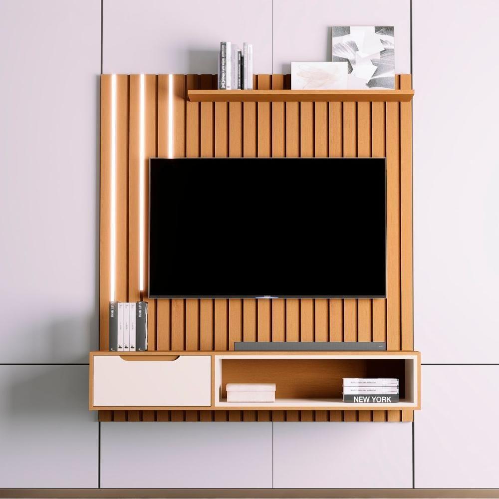 Miniatura Painel Ripado Para Tv 58 Polegadas Autumn Nature Off White