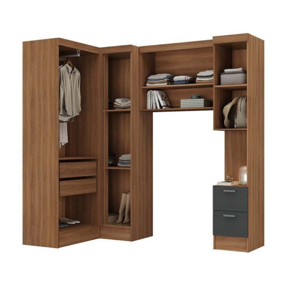 Miniatura Guarda-Roupa Modulado Viena 6 Portas 6 Gavetas da Espresso Móveis Nogal/Grafite