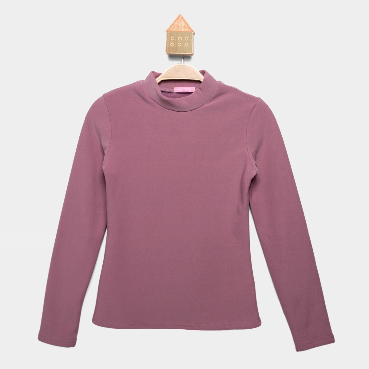 Miniatura Camiseta Térmica Infantil Pix Love Manga Longa Gola Alta Menina Lilás - 10A