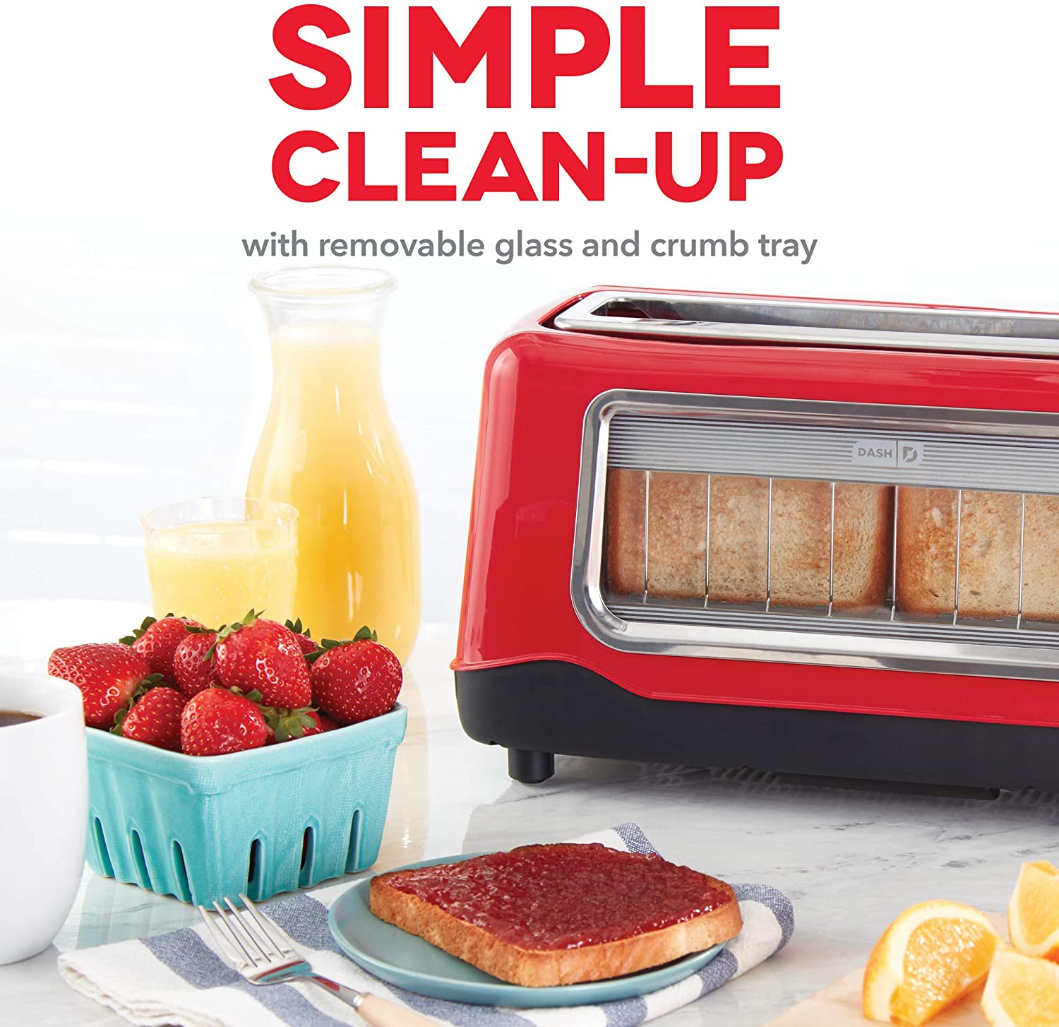 Miniatura Dash Torradeira, c/ 2 fatias, 1100W, 110V, vermelha.