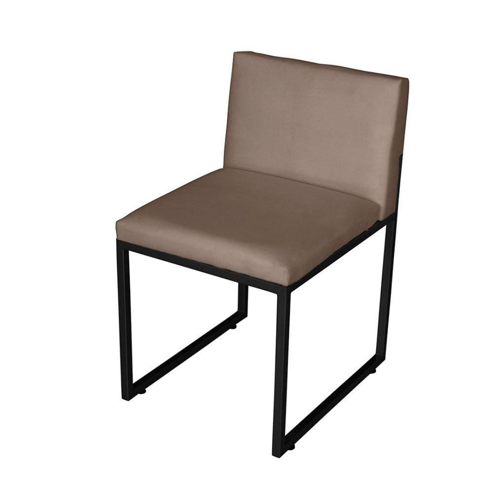 Miniatura Cadeira De Jantar Escritorio Industrial Vittar Ferro Preto Suede Cappuccino