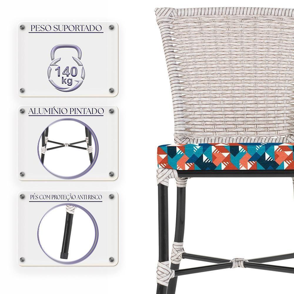 Jogo De Cadeiras Para Cozinha - Kit Com 5 Cadeiras Em Aluminio E Fibra Sintetica Marmore Z22