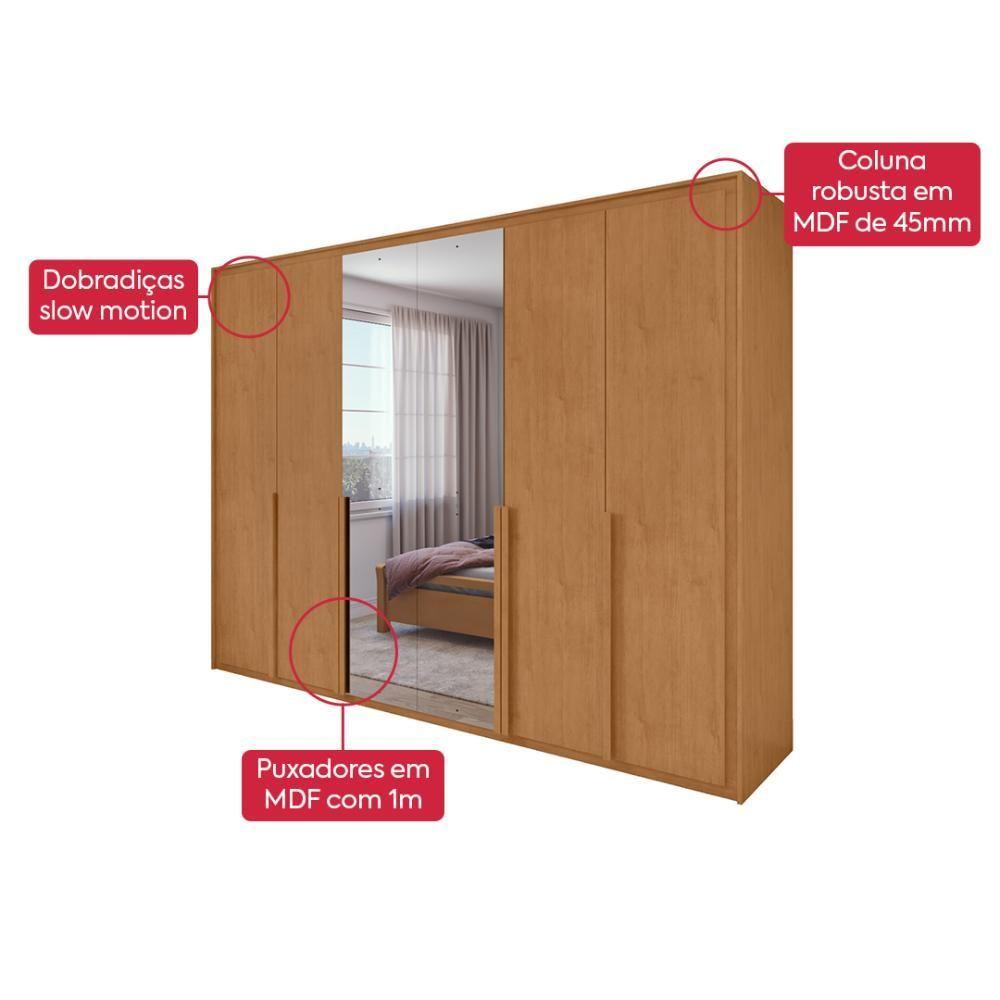 Miniatura Guarda Roupa Easy Space 6 Portas C/ Espelho Amendoa Clean