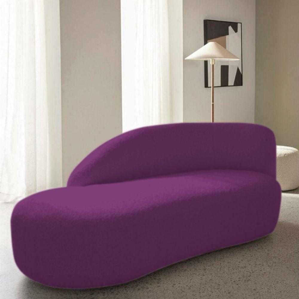 Miniatura Divã Recamier Curvo Luna 160cm Lado Esquerdo Suede Cor Roxo