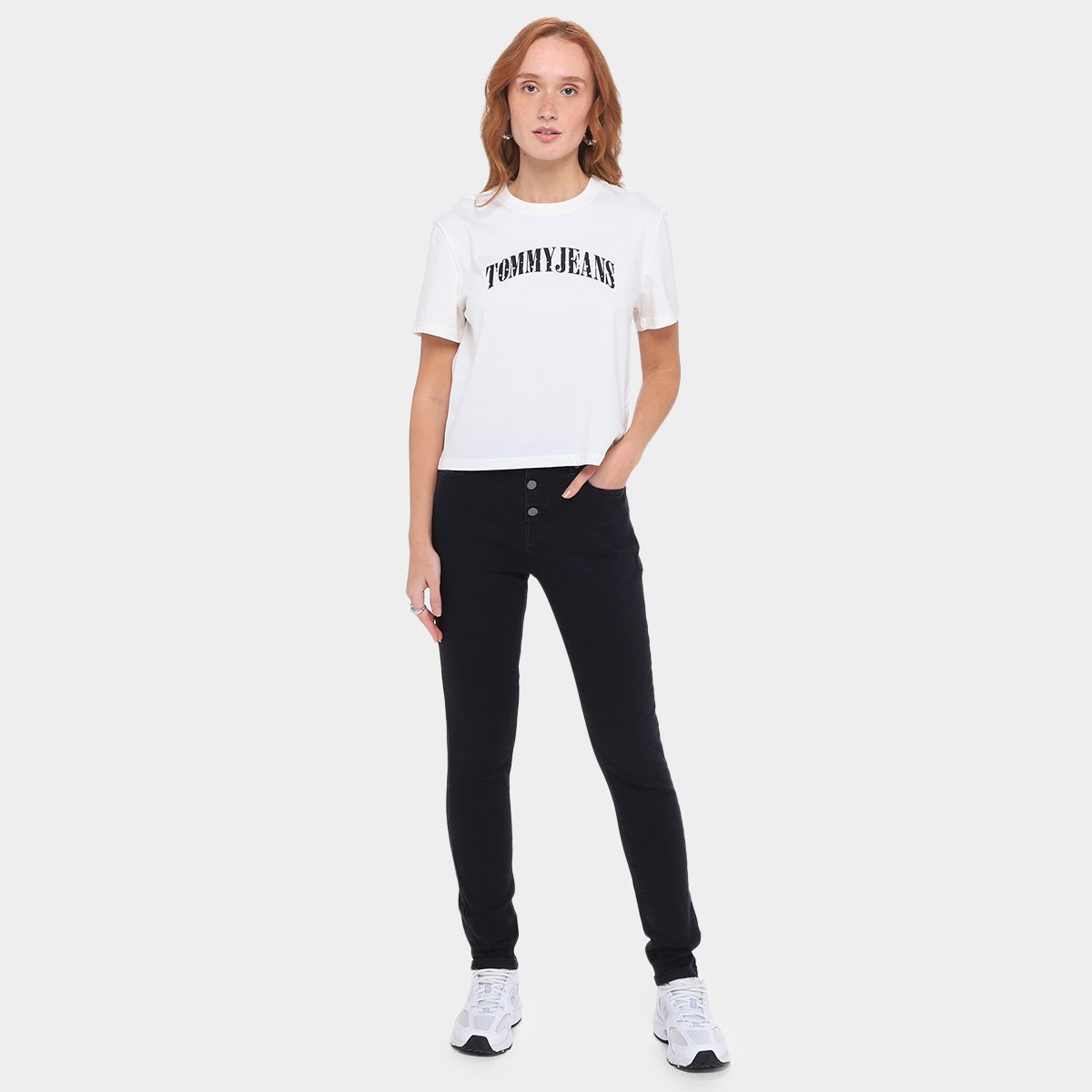 Miniatura Calça Jeans Tommy Jeans Ab Nora Md Skn Bf Feminina Preto - 36