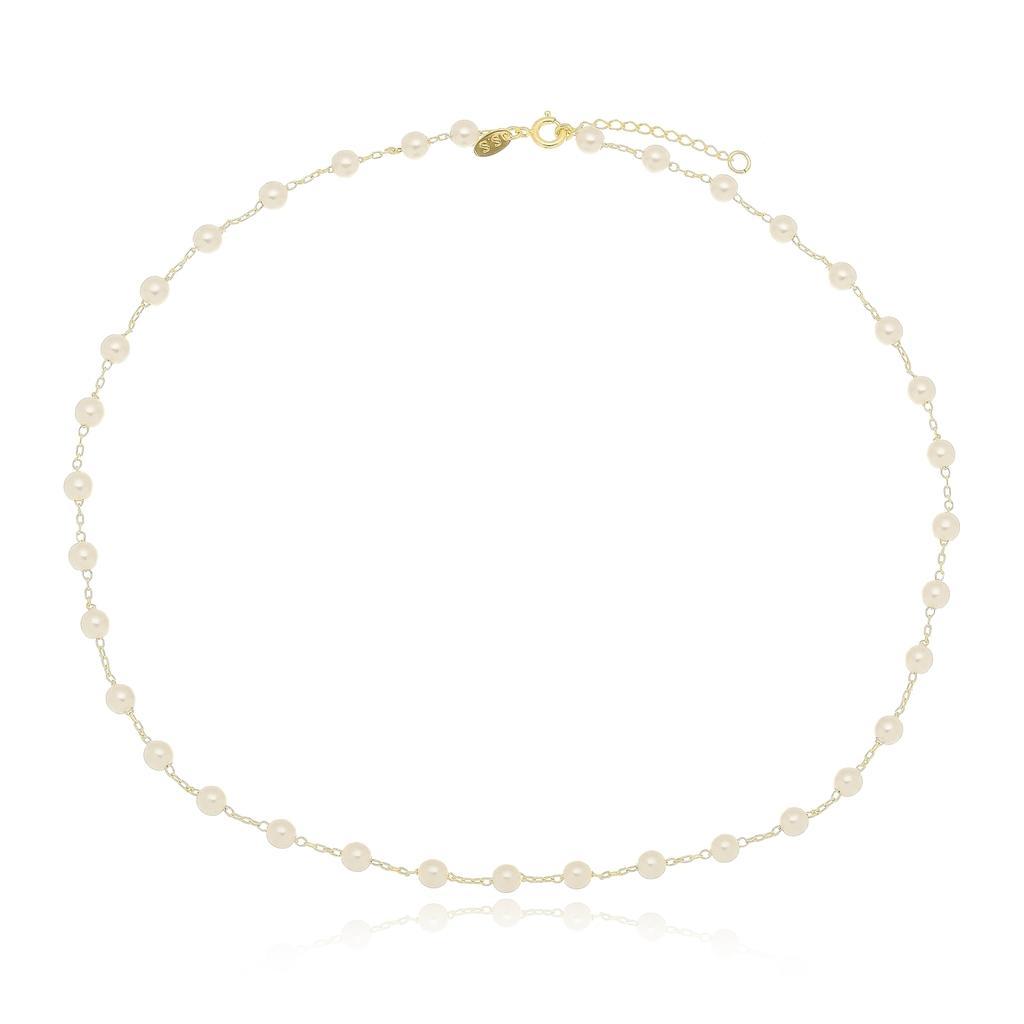 Miniatura Choker Pérola Coração Banhada A Ouro 18K